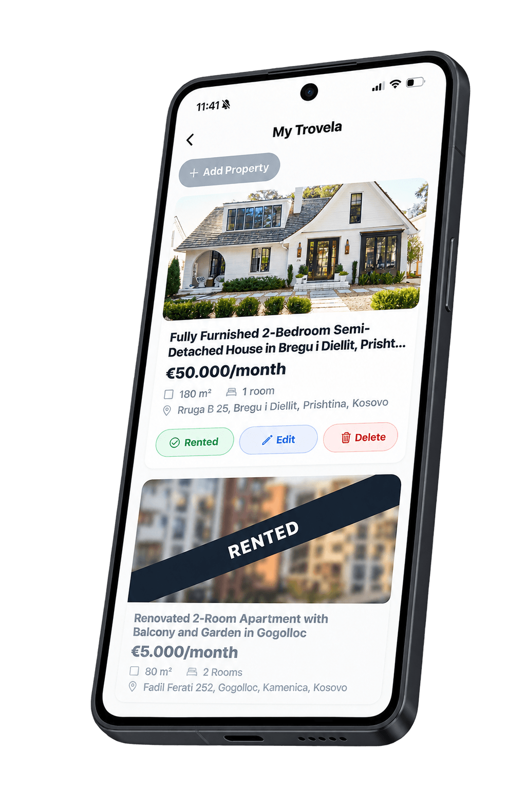 TROVELA add and manage listings on iPhone